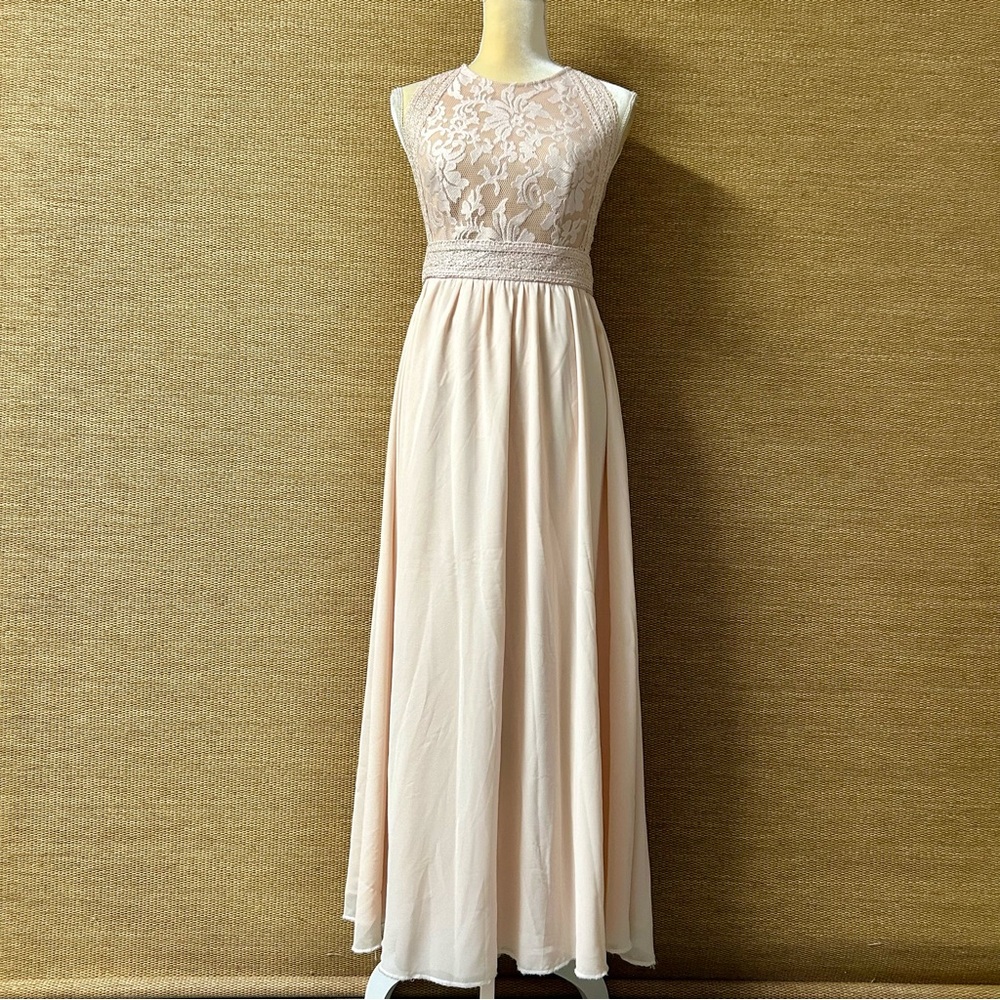 Lulus Dress Womens Small Forever & Always Blush Pink Lace Maxi Dress